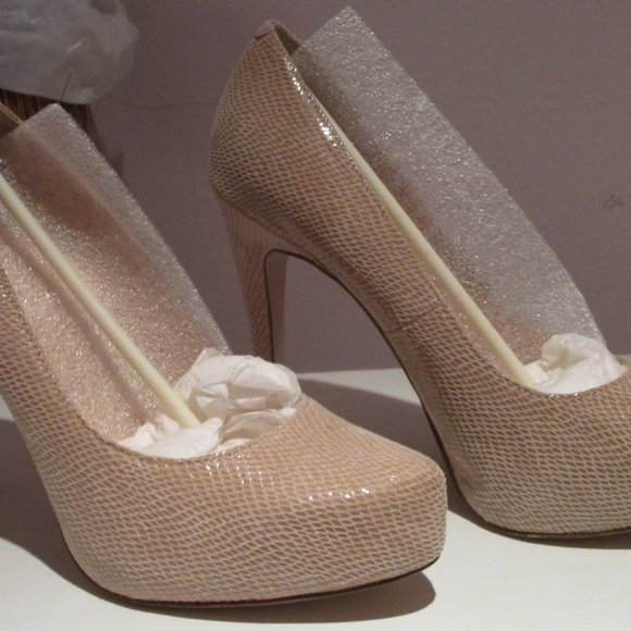 BCBG Nude Leather Heels - Picture 2 of 7